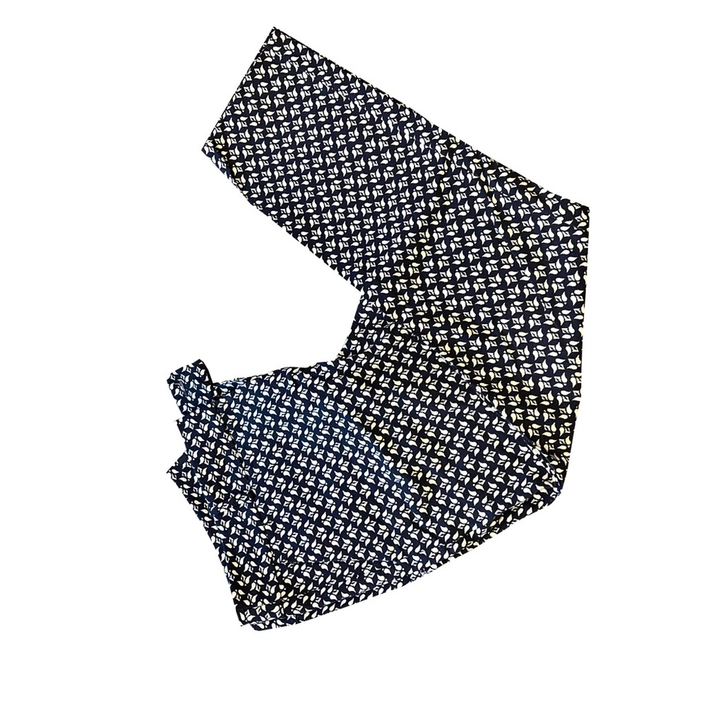 Ann Taylor Loft Marisa Skinny Jeans, 14 Navy Blue w/ geometric flower pattern